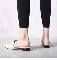 Chaussures mules pour femmes XINZI RAIN, design personnalisé, bout pointu, cuir confortable, talon bas de 2 cm, sandales plates pour femmes