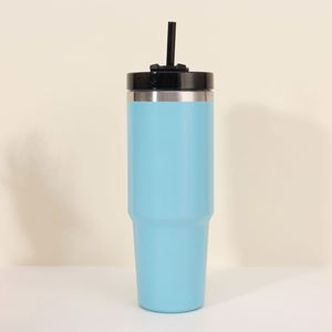Gobelet isotherme en acier inoxydable à double paroi de 20 oz, tasse de voiture isolée sous vide avec couvercle à paille pour camping et randonnée en extérieur - Product Image 2
