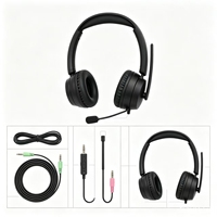 Casque filaire supra-auriculaire léger avec micro boom, double prise jack 3,5 mm, suppression du bruit ENC, étanche IPX-7, câble de 2 m pour étudiant