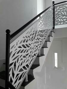 Panneau de protection d'escalier moderne, garde-corps décoratif en métal CNC, panneau de garde-corps d'escalier en acier découpé au laser CNC - Product Image 5