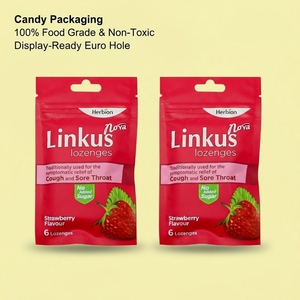 Bolsa <span class=keywords><strong>de</strong></span> Mylar Mate Impresa Personalizada con Cierre Ziplock y Orificio Euro para Caramelos, Pastillas Masticables y Chicles, Bolsa <span class=keywords><strong>de</strong></span> Embalaje Vertical - Product Image 1