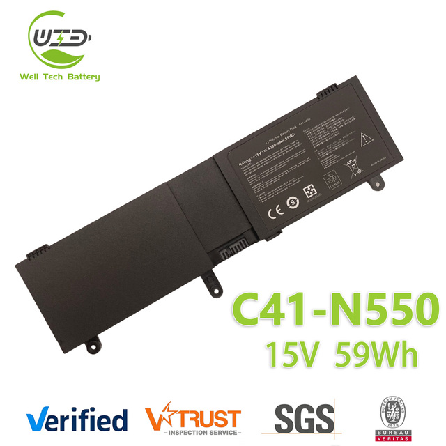 Replacement Laptop Battery C41-N550 for ASUS N550J N550JK N550X47JV Q550LF ROG  G550 GL550 R552 Gaming Notebook Battery