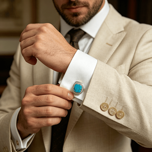 Blue White Colors Shirt Sleeve Buttons Creative Round Cufflinks for Men's Party Jewelry Gift - Product Image 2
