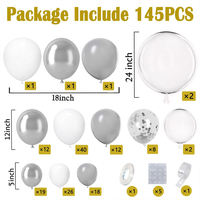 Kit d'arche de ballons Bobo à confettis blancs et argentés, ballons en latex transparents, décoration pour mariage, anniversaire, baptême, baby shower