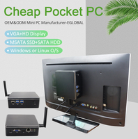 Mini PC de poche pas cher avec processeur I3-7167U, affichage HD + VGA, 8 Go de DDR3, Windows 10, fonctionne comme bureau, boîte TV, HTPC, ordinateur de poche