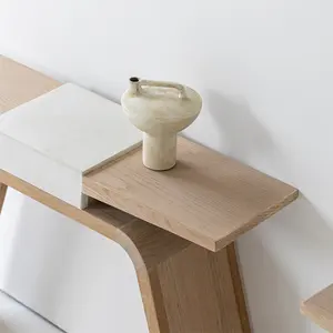 橡木混凝土装饰东方现代风格灵感世纪中叶客厅家具边桌控制台桌
