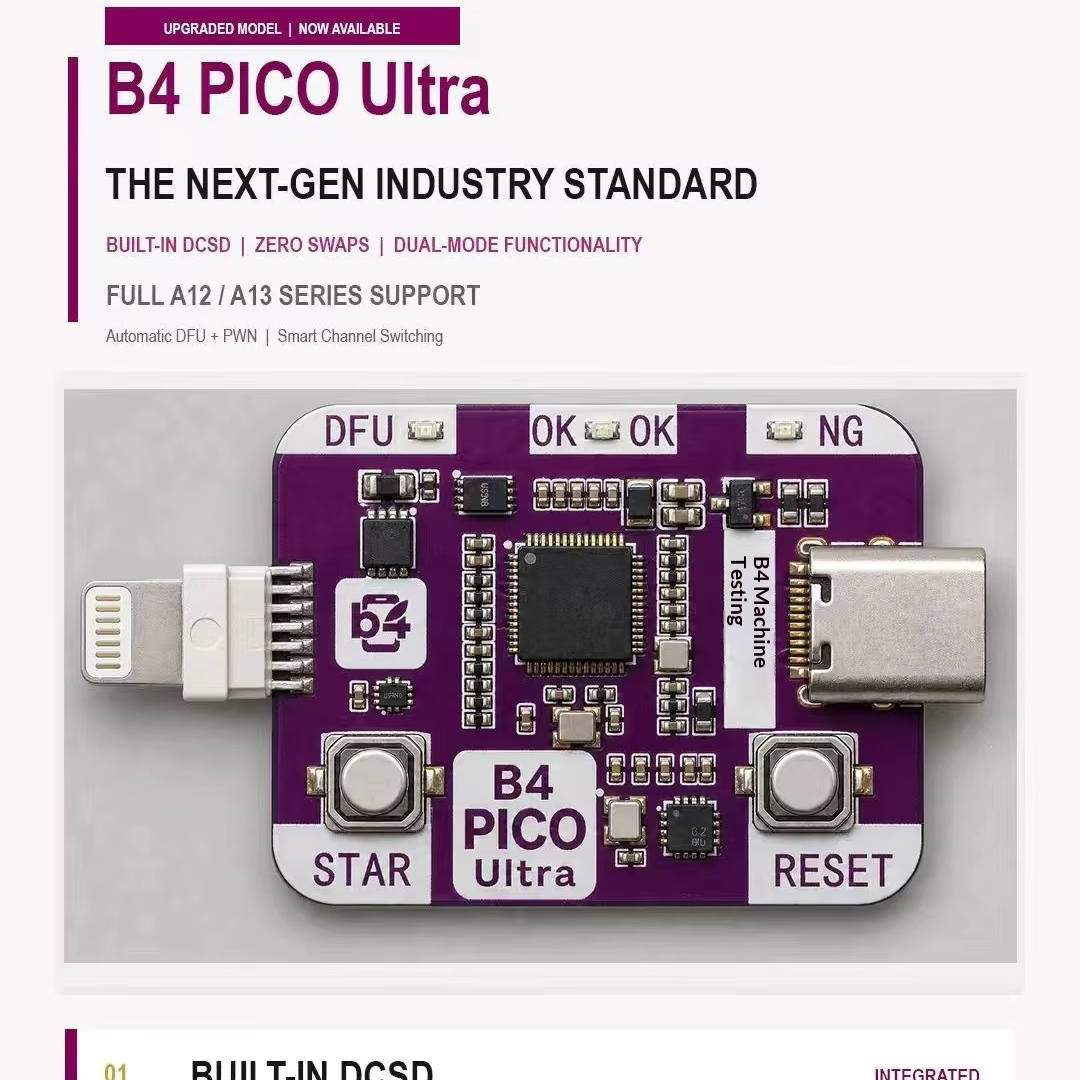 B4 PICO Ultra for Platform <strong>Phone</strong> Repair Tool Firmware Flashing Zero-swap Cable Dual-mode Automatic DFU <strong>One</strong>-key Board