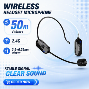 2,4G Kabelloses Headset-Mikrofonsystem 50M Reichweite 6H Akkulaufzeit <span class=keywords><strong>Plug</strong></span> & Play Kopfbügelmikrofon für Lehrer Reiseleiter Moderatoren Kirche - Product Image 1