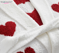 Peignoir en peluche personnalisé pour la Saint-Valentin Peignoir de luxe pour lune de miel Peignoirs moelleux Jacquard imprimé cœur sur toute la surface Peignoirs de bain pour femmes