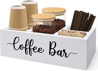 Boîte de rangement en bois avec logo personnalisé et 3 compartiments divisés Petit emballage cadeau à usage domestique pour l'organisation des tasses à café