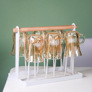 トルコティーカフェグラスアンバーゴールデンカラーホームテーブルカップハンドル付き温水飲用ガラス製品アラビア語の小さなコーヒーガラスマグ - Product Image 2