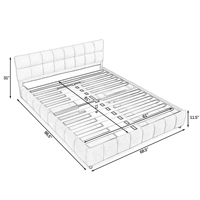 Livraison gratuite |   Lit de rangement rembourré en chenille, taille Queen, avec tiroir et tête de lit, meubles de chambre à coucher en plateforme beige