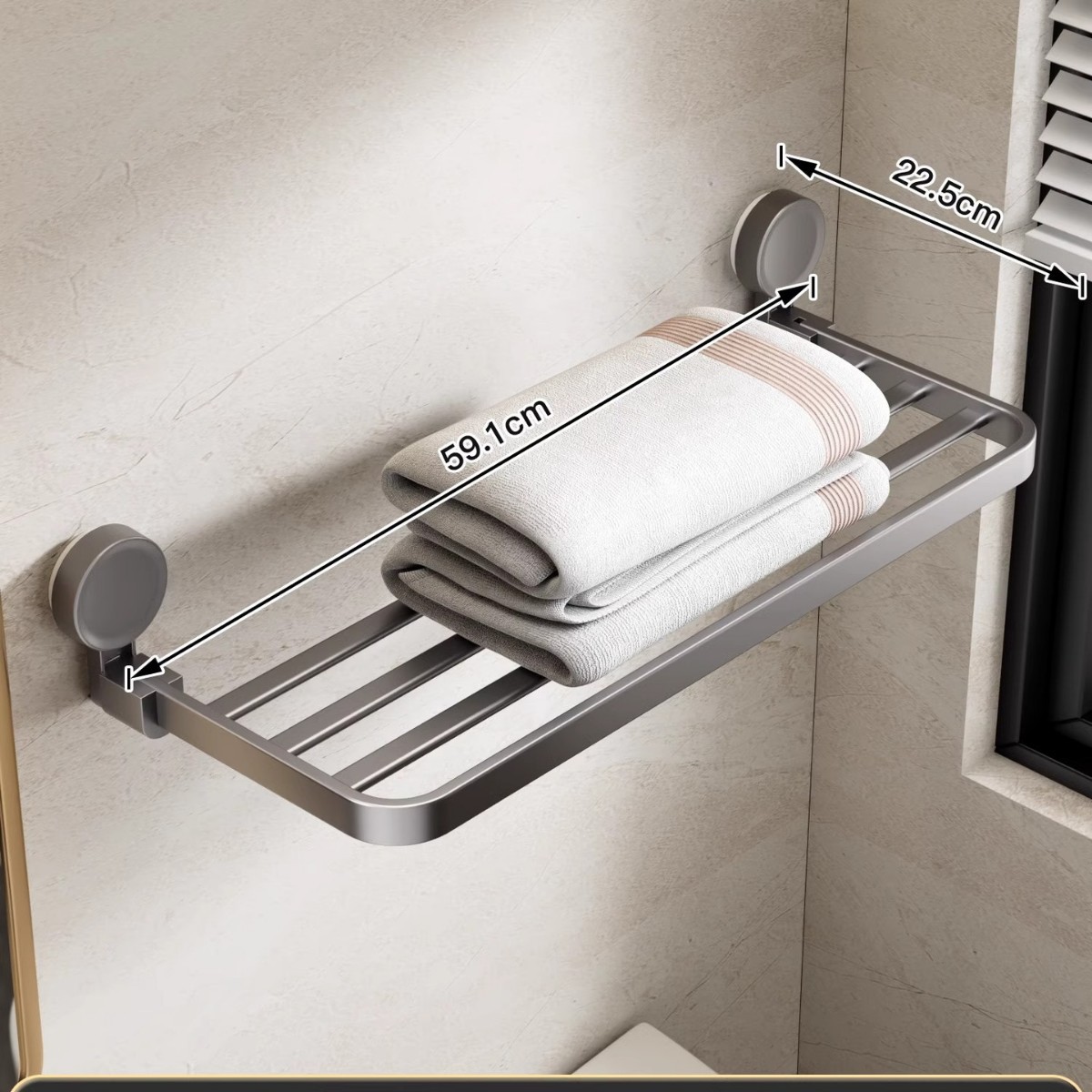 Porte-serviettes monocouche à ventouse 60 cm