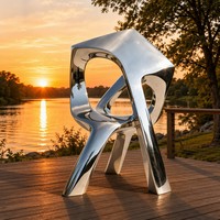 Escultura Geométrica Contemporánea de Acero Inoxidable Pulido de Lujo, Música y Amor, para Espacios Públicos Corporativos, Día Nacional