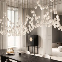 Lustre Firelux en céramique blanche, design moderne et luxueux, en forme de bourgeon floral, pour hall d'hôtel, chambre et salon
