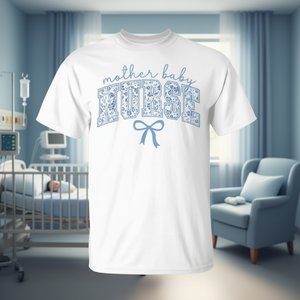 T-shirt pour maman et bébé, motif nœud bleu, post-partum - Product Image 3