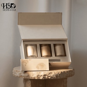 Eco Friendly Logo Printed Cardboard Custom Black Candle Packaging Boxes Luxury Champagne Gift Box For Candles