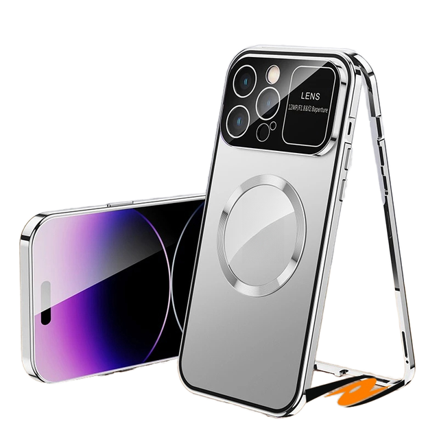 Premium 360 Full-Body Protection Magnetic Phone Case for iPhone 15 16 Pro Max Ins Glass Shell Cover Privacy Screen Premium Metal