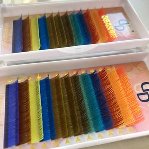 Extensions de cils plates colorées DRAGONLASH Premium 0.15, plateaux de cils classiques colorés, extensions de cils individuels éllipse fendues - Product Image 1
