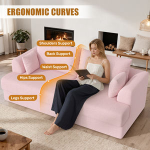 Canapé deux places moderne, ergonomique, avec dossier incurvé, pas d'assemblage nécessaire, pour salon et petits espaces - Product Image 3