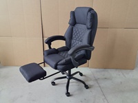 Chaise de bureau confortable à dossier haut en tissu, pivotante et rembourrée, avec repose-pieds