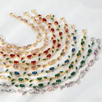 Bracelet en fer pour femme, design simple en forme de feuille, style mode et tempérament, zircon multicolore, pour anniversaire, succès transfrontalier