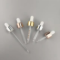 Compte-gouttes brillant argenté, tube de sérum or rose, bulbe en caoutchouc de silicone, bouchon en aluminium perforé, compte-gouttes 18 mm, capuchon compte-gouttes cosmétique