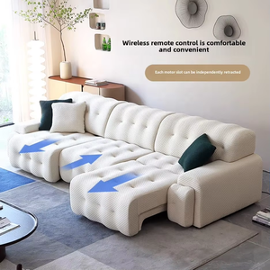 Canapé-lit multifonctionnel en velours côtelé blanc pour petits appartements Canapé-lit télescopique 2 places - Product Image 4