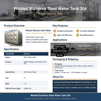 Tangki Air Stainless Steel 304 Tangki Penyimpanan Dilas untuk Pasokan Air