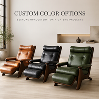 Vintage-Stil Mittelalterliches Design Echtleder-Sofa Chaiselongue Sessel Holzbeine Rutschfeste Fußauflage für Wohnzimmer Balkon