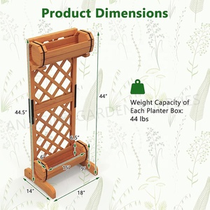 Jardinière en <span class=keywords><strong>treillis</strong></span> en <span class=keywords><strong>bois</strong></span> 2 niveaux Boîte à fleurs en tonneau de vin - Product Image 3