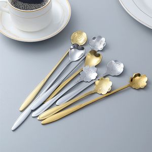 DFC0337 Cuchara de Acero Inoxidable con Diseño de Flor de Cerezo, Cuchara Creativa con Pétalos para Café, Postre, Miel, Cuchara Larga para Remover, Cuchara para Helado - Product Image 3