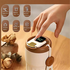 Xách tay công suất lớn LED hiển thị nhiệt độ cốc cà phê thép không gỉ thông minh cà phê phích cốc chống rò rỉ nắp nóng và lạnh - Product Image 6