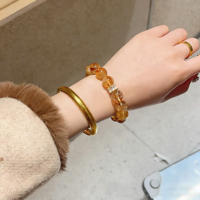 Bracelet en quartz jaune naturel - Bijoux en citrine pour la richesse et la prospérité, cadeau porte-bonheur pour femmes, FJYA