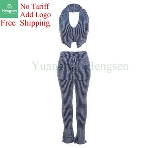 <strong>Women's</strong> <strong>Suits</strong> 2025 Low <strong>Cut</strong> Sleeveless Crop Top Hip Wrap Tight Maxi Pants - Product Image 6