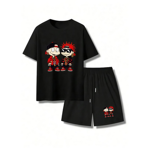 Conjunto Deportivo de Dos Piezas con Estampado Puff: Chaqueta Cortavientos y Pantalones Cortos, Chándal con Capucha y Cremallera Reflectante para Hombre - Product Image 2