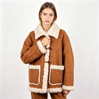 Manteau réversible en fausse fourrure Zeyu pour femme, fermeture à boutonnière, col à revers, daim marron, veste chaude et moelleuse pour l'hiver, manteaux en fausse fourrure écologique