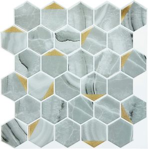 Adesivo de azulejos de parede 3d, adesivo de azulejos brancos e cascas impermeáveis para banheiro e cozinha - Product Image 1