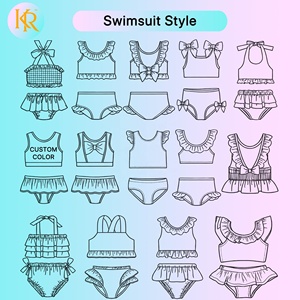 KR Mädchen Einteiliger Sommer-Bikini für Kinder Lässiger Schnür-Badeanzug mit Aufdruck Baby-Badeanzug - Product Image 2