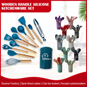 Ensemble d'ustensiles de cuisine en silicone antiadhésif Havkup GC02 avec manche en bois coloré pour enfants, 12 pièces, pour <span class=keywords><strong>la</strong></span> cuisson et le <span class=keywords><strong>fromage</strong></span> - Product Image 4