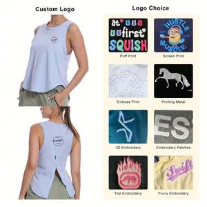 Camiseta sin mangas deportiva con abertura en la espalda, ropa de Yoga de secado rápido, chaleco holgado para correr y Fitness, camisetas sin mangas para mujer, camiseta sin mangas para Yoga - Product Image 4