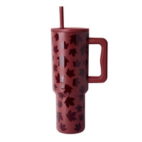 Vaso de 40 oz con asa, impresión 3D creativa, con pajita, libre de BPA, vaso de acero inoxidable de 40 oz, taza de acero inoxidable de 40 oz