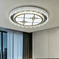 Nouveau modèle 2026 Plafonnier LED moderne en métal avec cristaux K9 intégrés, contrôle 3 CCT, AC 120W, Ra95, pour chambre de luxe, IP44