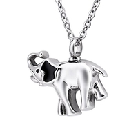 Urne commémorative pour animaux de compagnie en acier inoxydable plaqué argent, en forme d'éléphant, pour enfants, cendres d'animaux, pendentif, bijoux