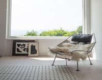 Fauteuil inclinable Runxi au design moderne avec cordon de suspension, chaise de détente contemporaine avec ottoman pour salon