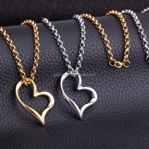 Collar con Colgante de Corazón de Acero Inoxidable Marca Ason, Joyería Dorada/Plateada para Mujer - Product Image 6