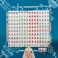Tuiles de Mahjong américaines en acrylique Seabird gravées avec des motifs grue, poisson, soleil et dragon, ensemble de jeu de Mahjong vintage