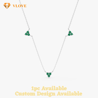 Collier long avec pendentif en émeraude naturelle et pierres multiples VLOVE, or jaune et blanc massif 14K 18K, bijoux personnalisés pour femmes