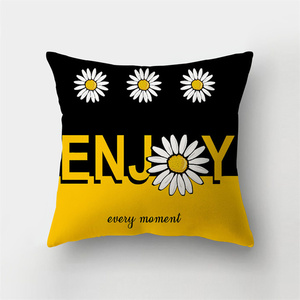 Hiện đại màu vàng daisy hoa đệm Bìa sáng tạo thư in gối trường hợp tùy chỉnh <span class=keywords><strong>Polyester</strong></span> Gối trang trí nhà - Product Image 2