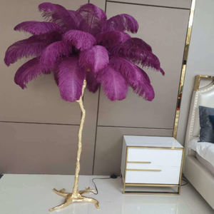 ريشة البرية تجعيد شجرة الشتل مصباح الكلمة ديكور قاعة فيلا غرفة المعيشة الأرجواني ريشة النعام أضواء أرضية فرع - Product Image 4